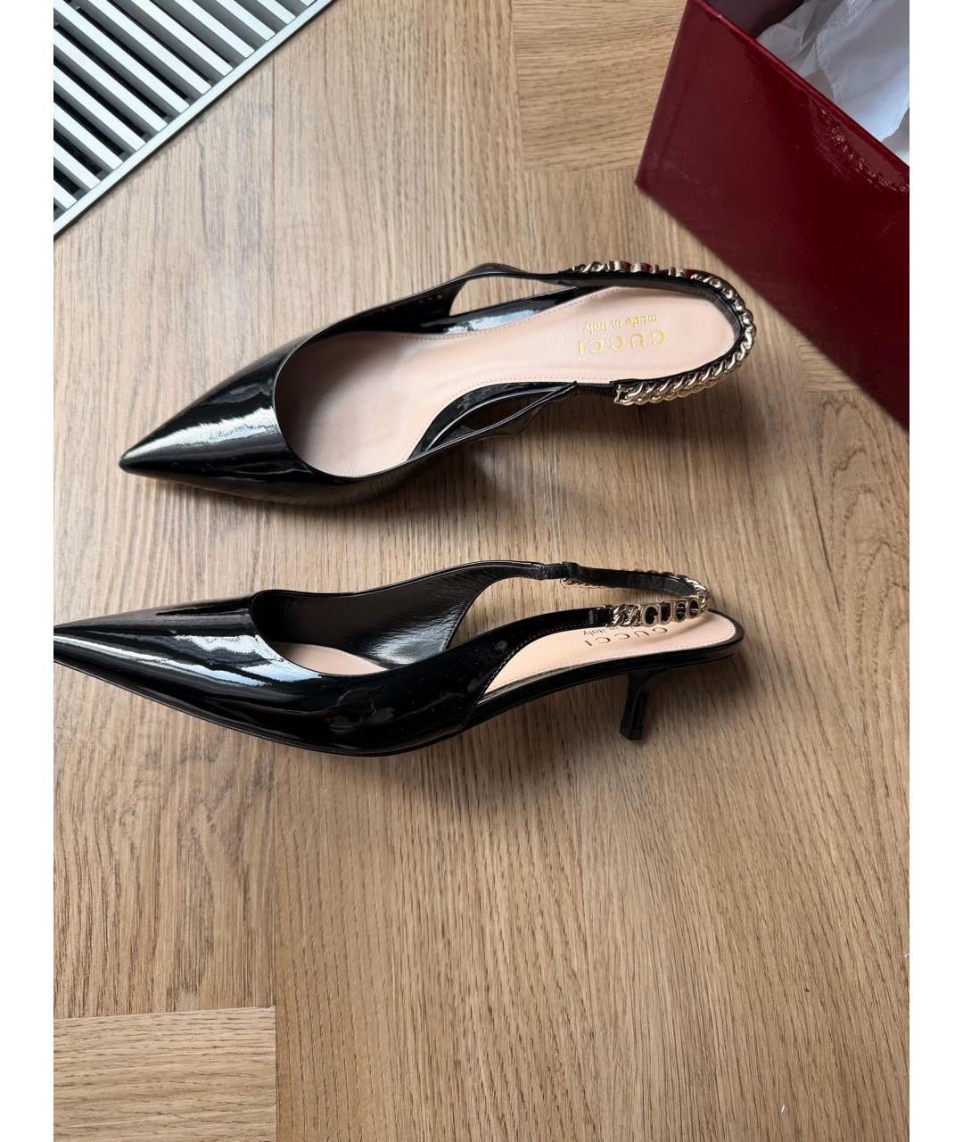 GUCCI Черные мюли из лакированной кожи, фото 3