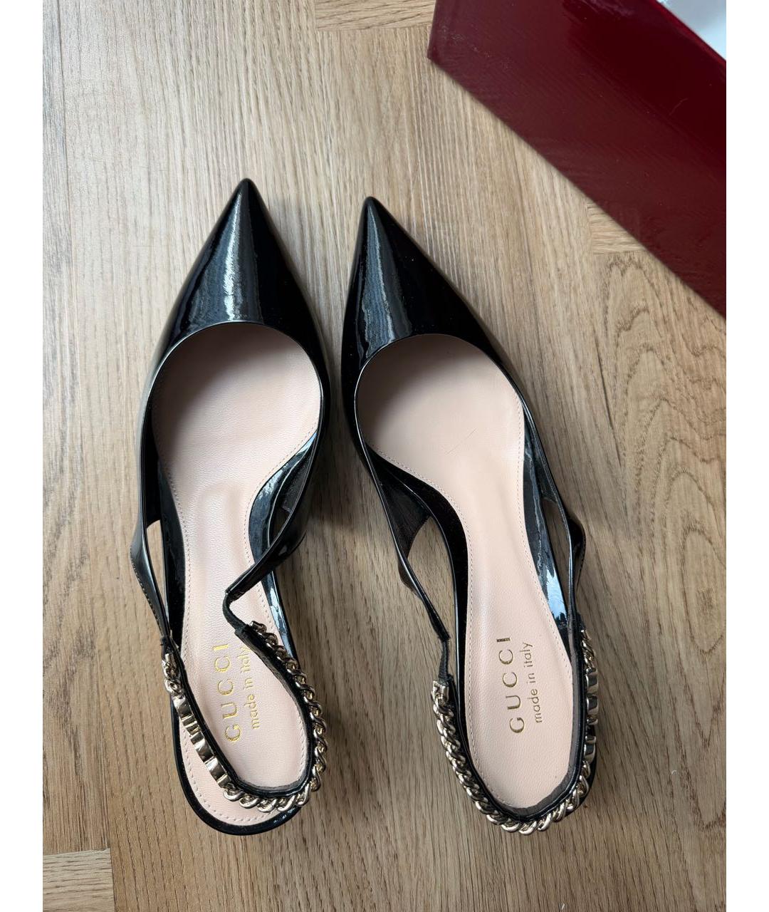 GUCCI Черные мюли из лакированной кожи, фото 2