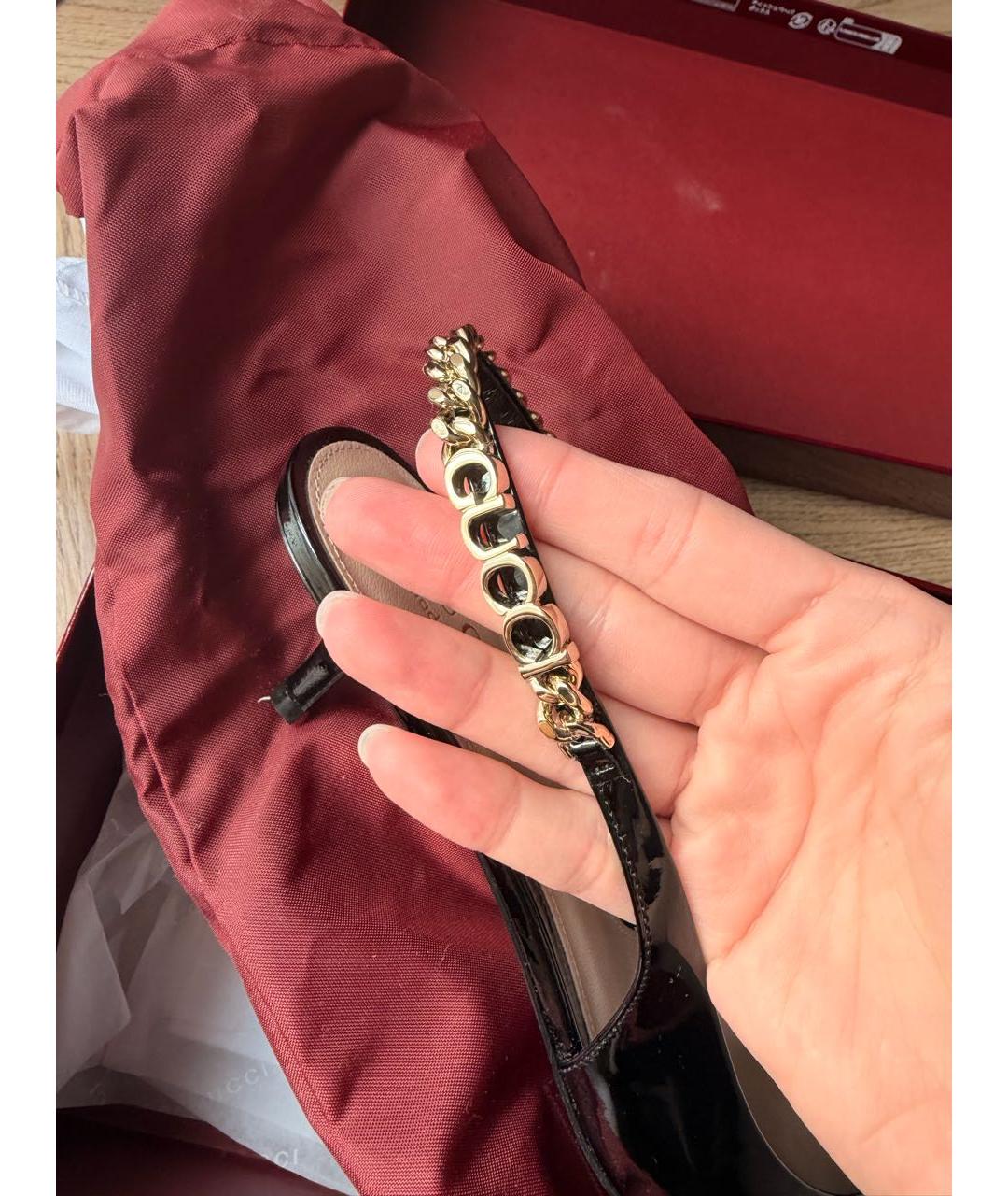 GUCCI Черные мюли из лакированной кожи, фото 6