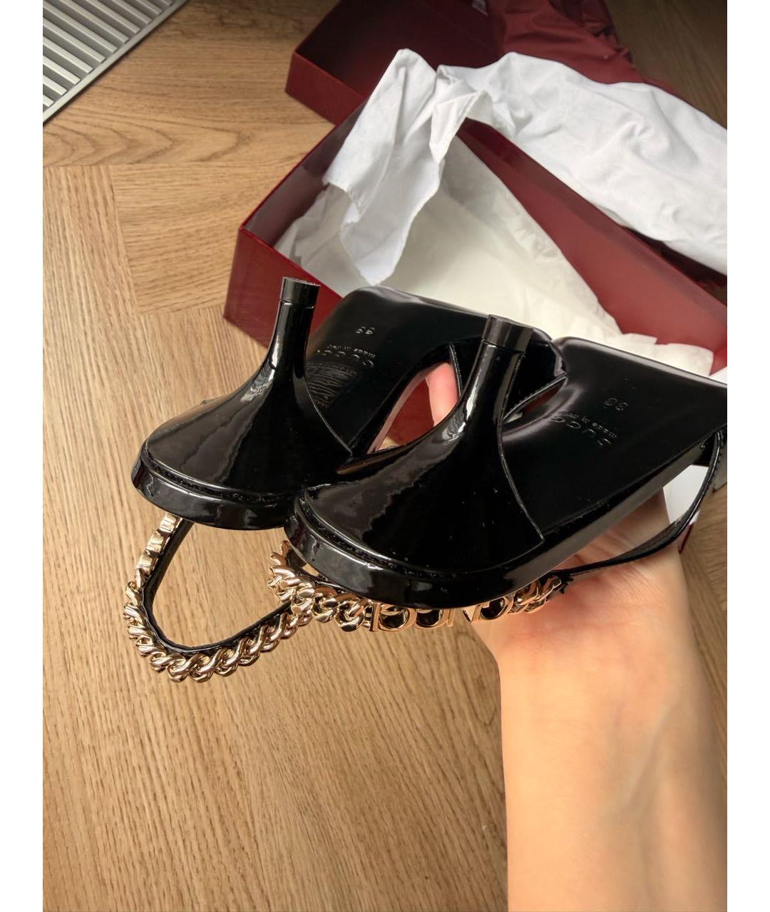 GUCCI Черные мюли из лакированной кожи, фото 4