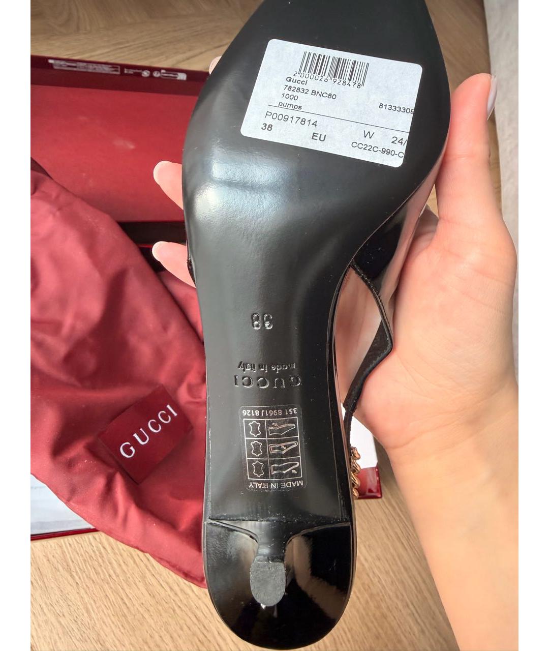 GUCCI Черные мюли из лакированной кожи, фото 8