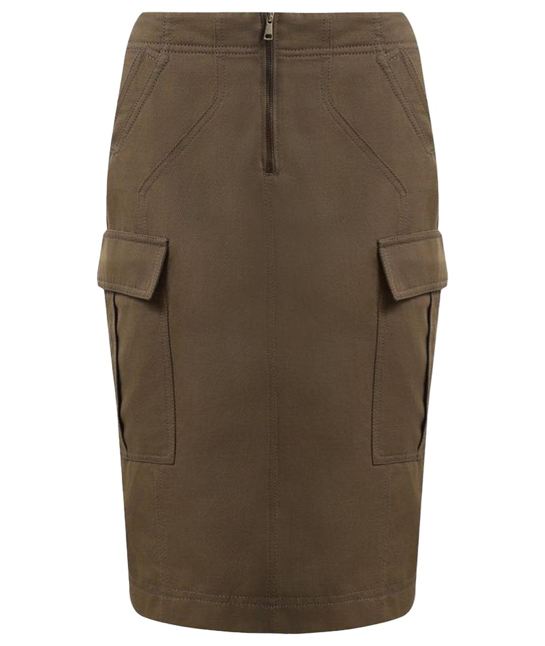 TOM FORD Хаки хлопковая юбка миди, фото 1