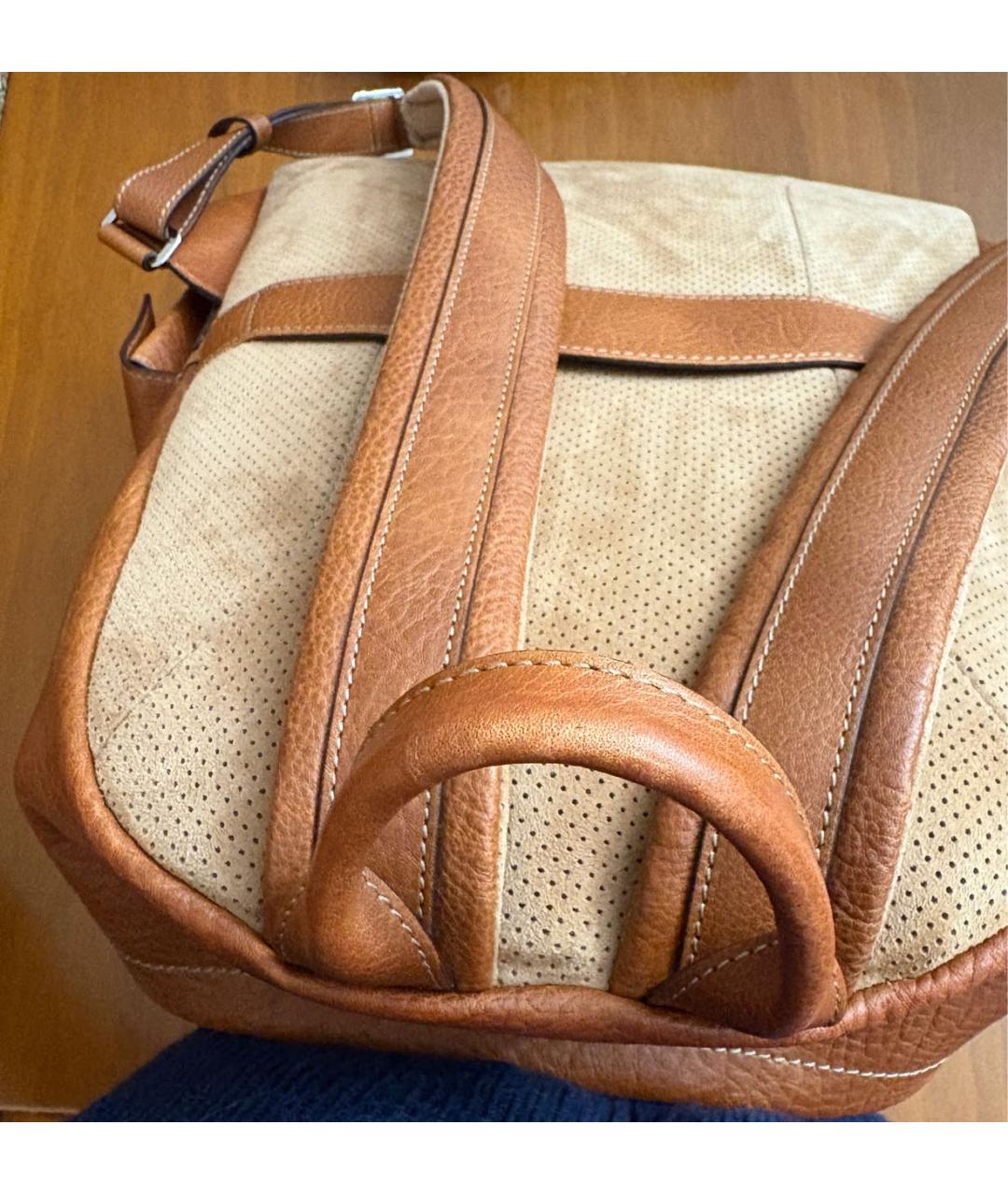 BRUNELLO CUCINELLI Коричневый кожаный рюкзак, фото 5