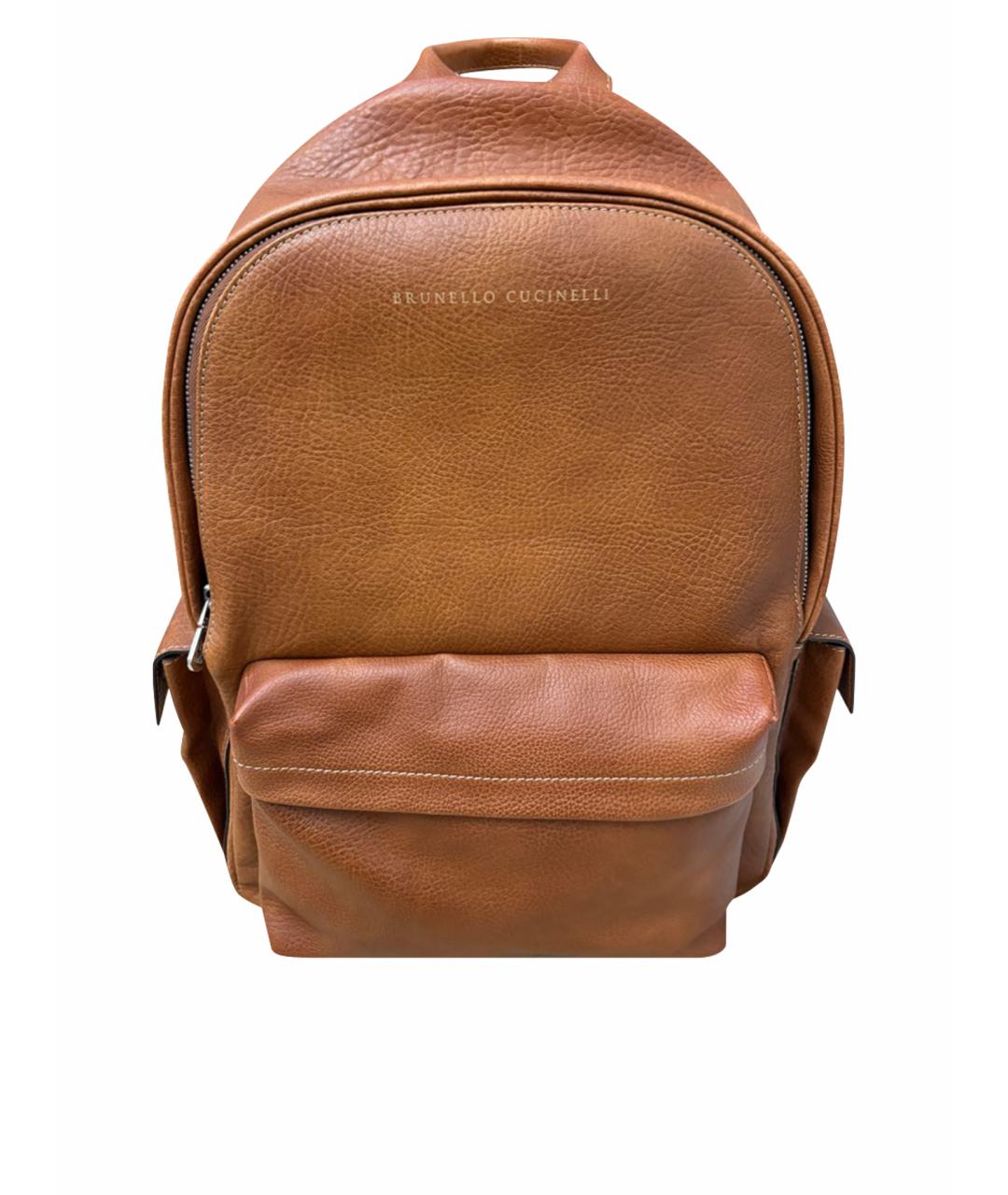 BRUNELLO CUCINELLI Коричневый кожаный рюкзак, фото 1