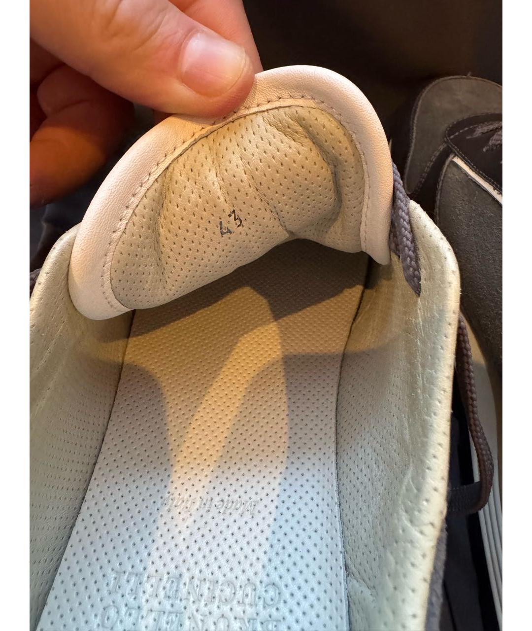 BRUNELLO CUCINELLI Серые кожаные низкие кроссовки / кеды, фото 5