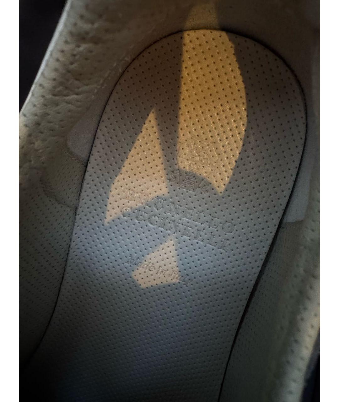 BRUNELLO CUCINELLI Серые кожаные низкие кроссовки / кеды, фото 6