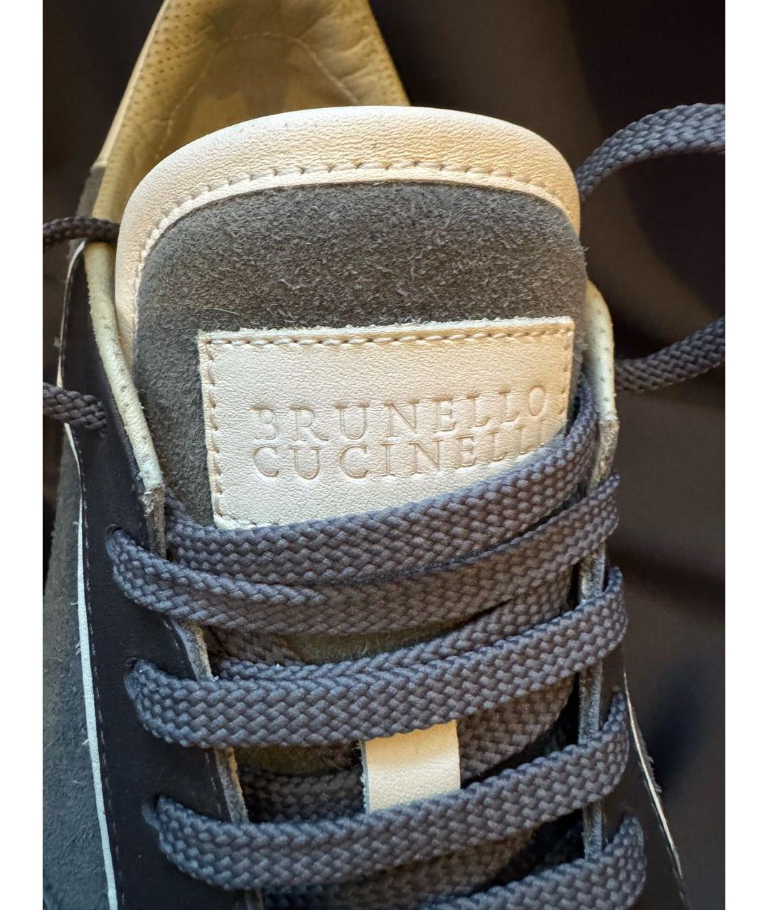 BRUNELLO CUCINELLI Серые кожаные низкие кроссовки / кеды, фото 7