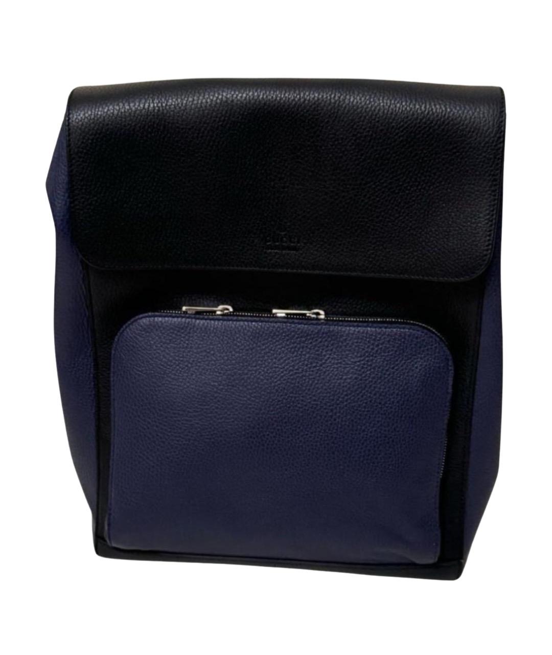 GUCCI Темно-синий кожаный рюкзак, фото 1