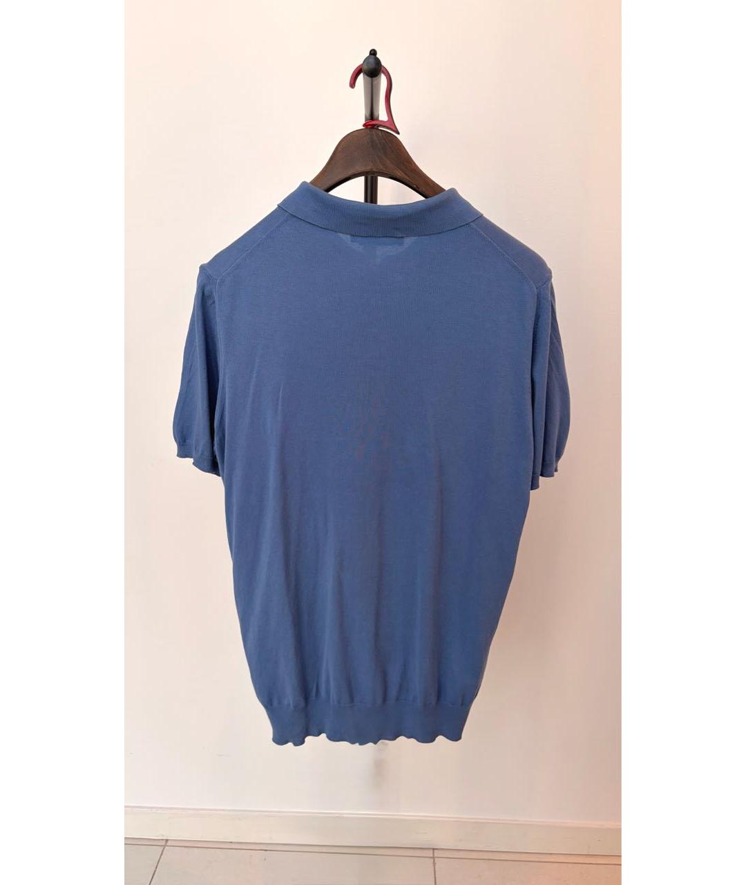 CANALI Голубое хлопковое поло с коротким рукавом, фото 2