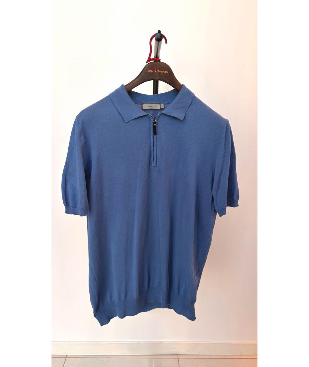 CANALI Голубое хлопковое поло с коротким рукавом, фото 5