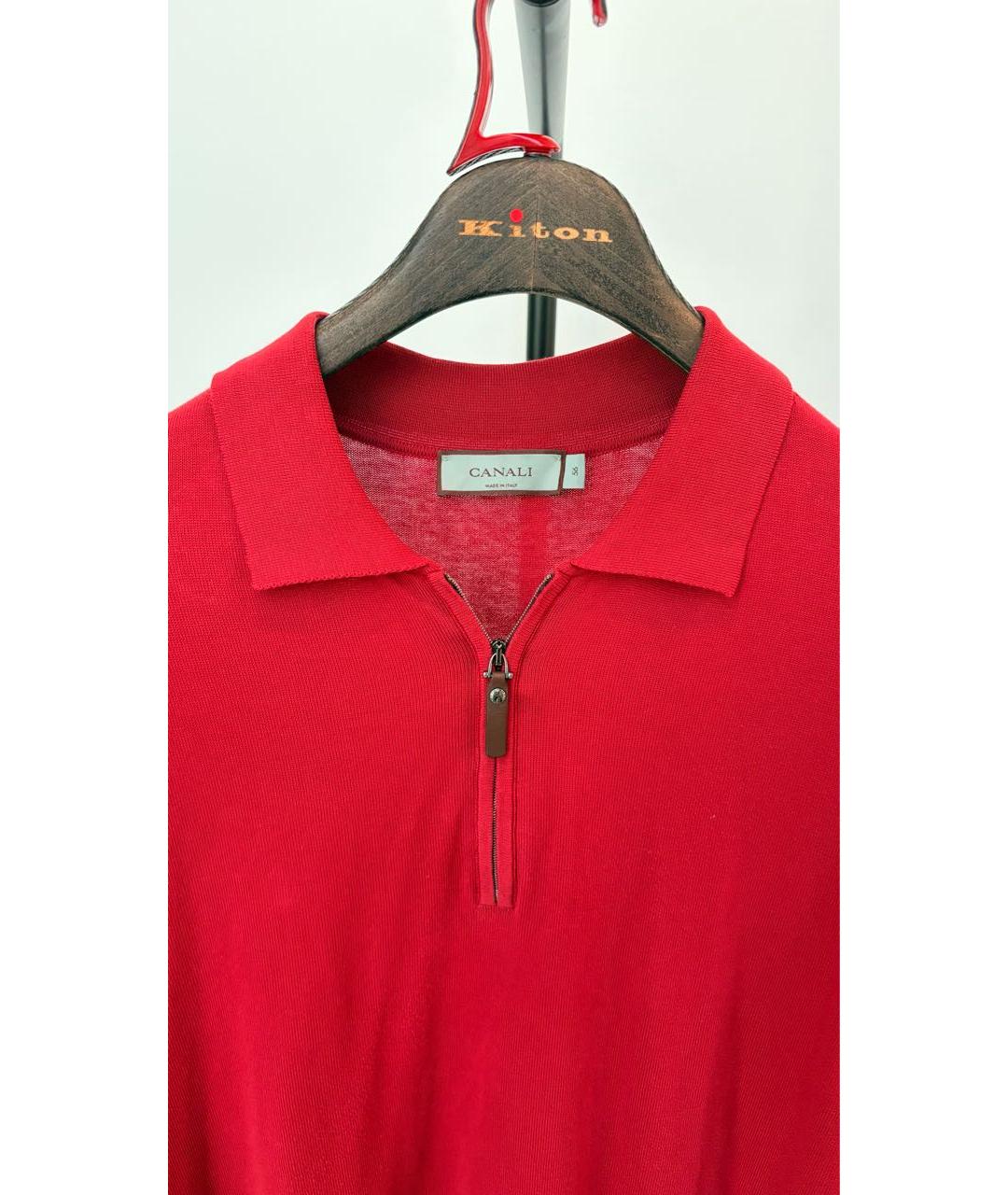 CANALI Красное хлопковое поло с коротким рукавом, фото 3
