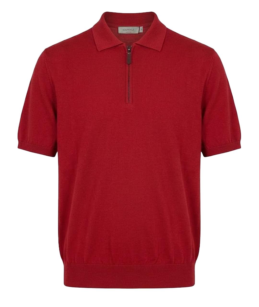 CANALI Красное хлопковое поло с коротким рукавом, фото 1