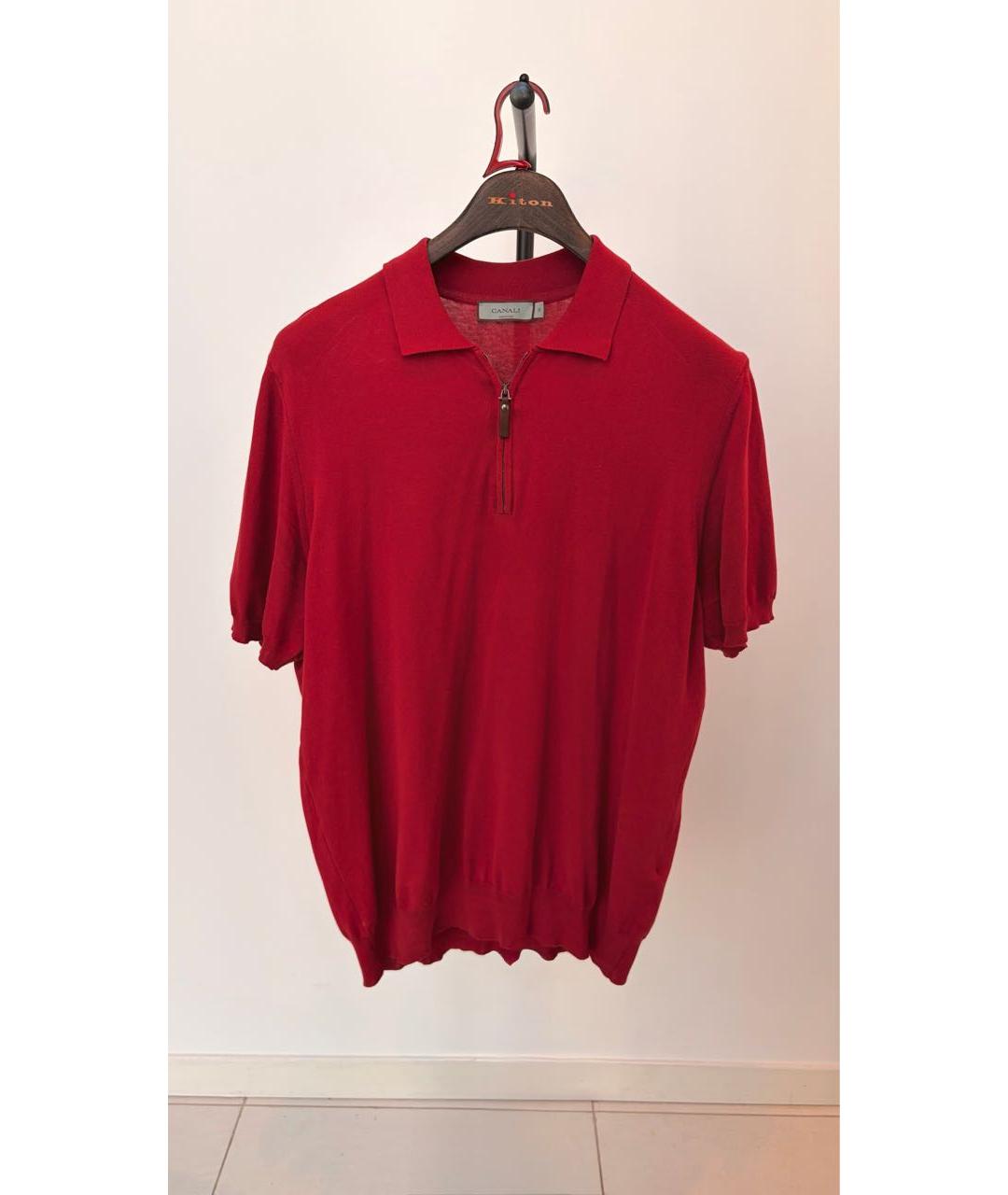 CANALI Красное хлопковое поло с коротким рукавом, фото 5