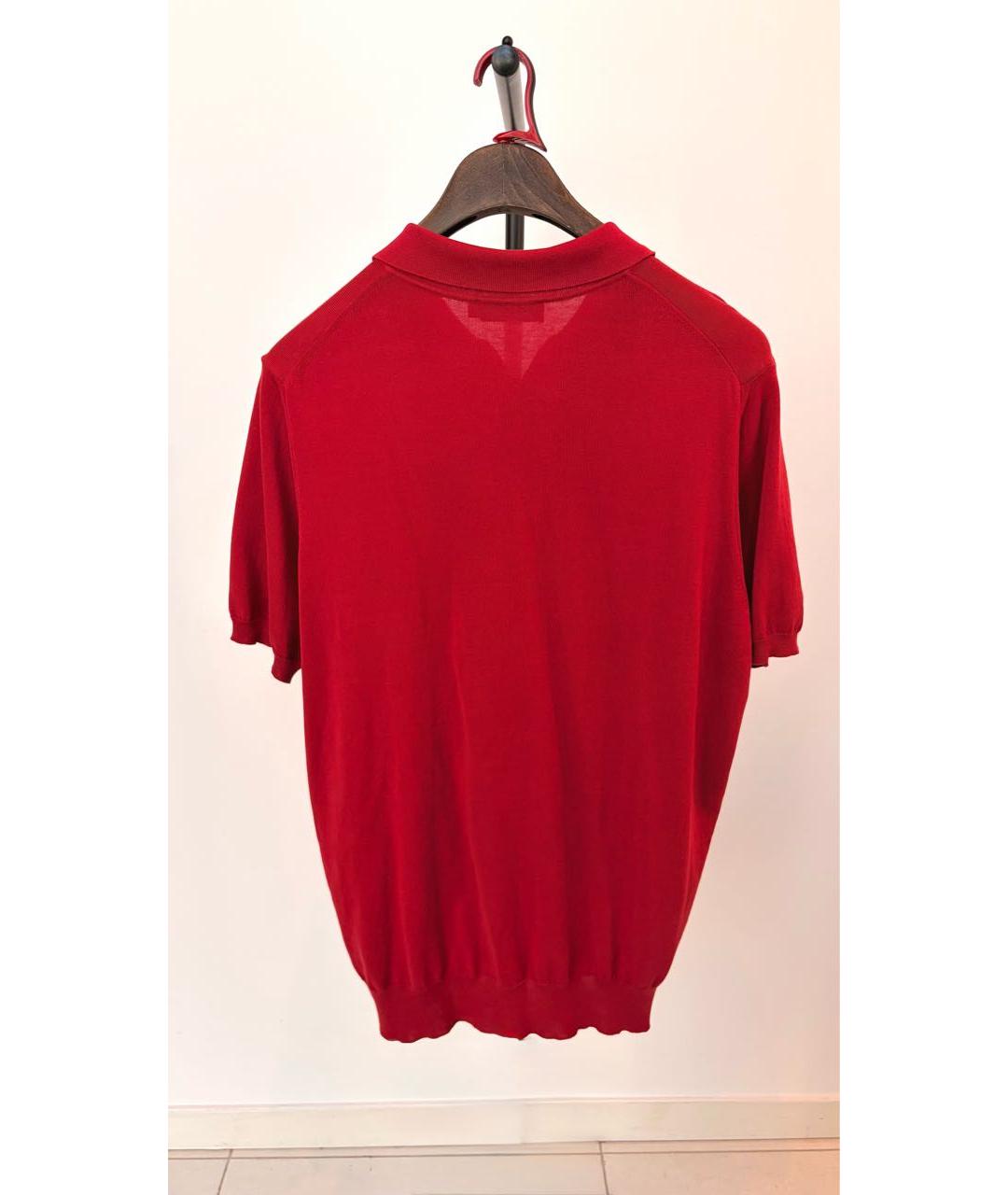 CANALI Красное хлопковое поло с коротким рукавом, фото 2