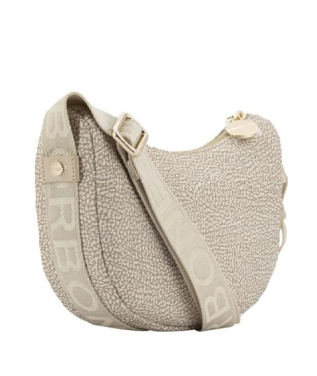 BORBONESE Бежевая синтетическая сумка через плечо, фото 2