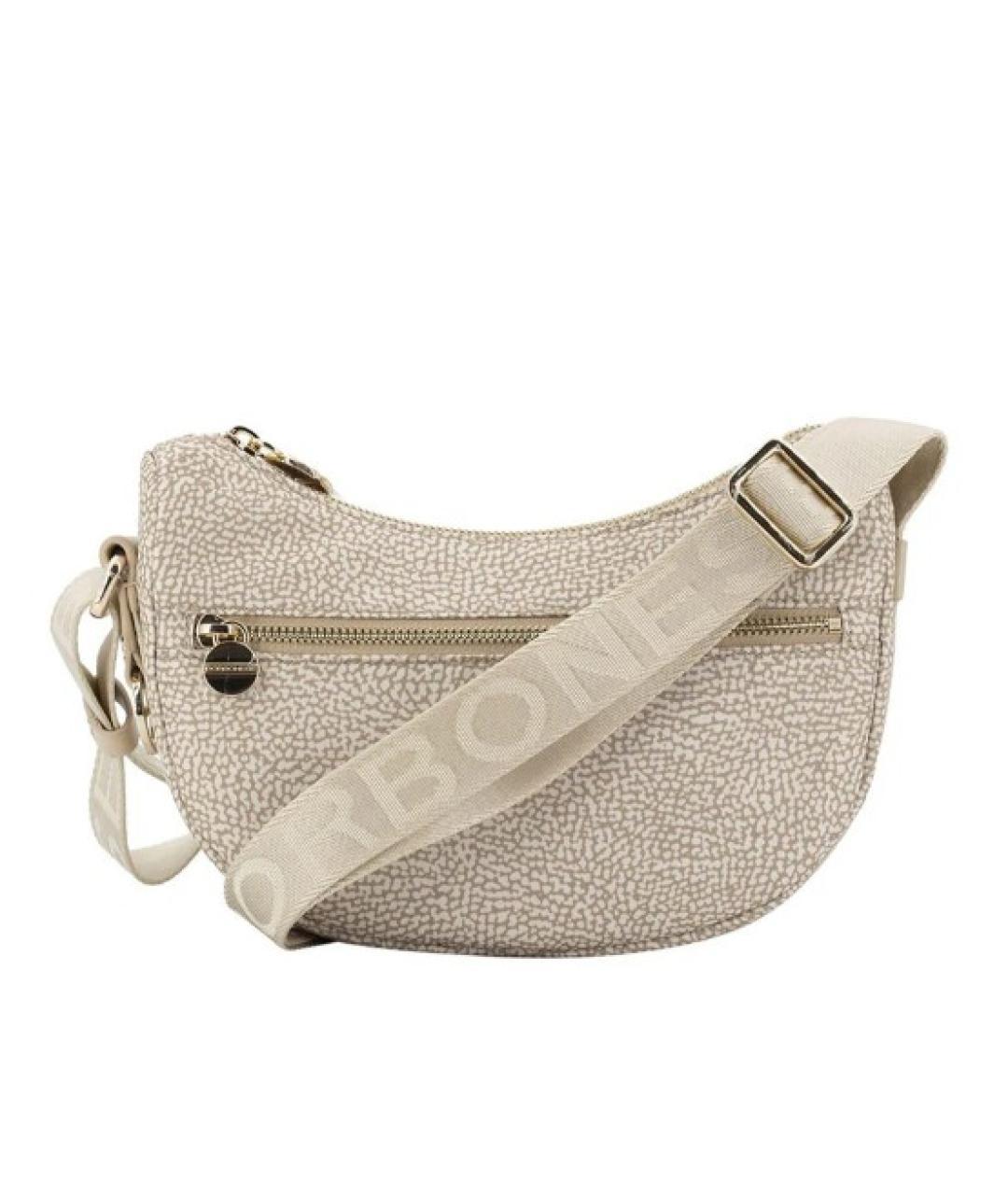 BORBONESE Бежевая синтетическая сумка через плечо, фото 3
