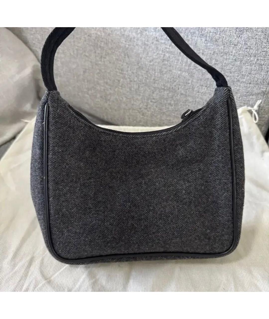 PRADA Серая шерстяная сумка с короткими ручками, фото 3