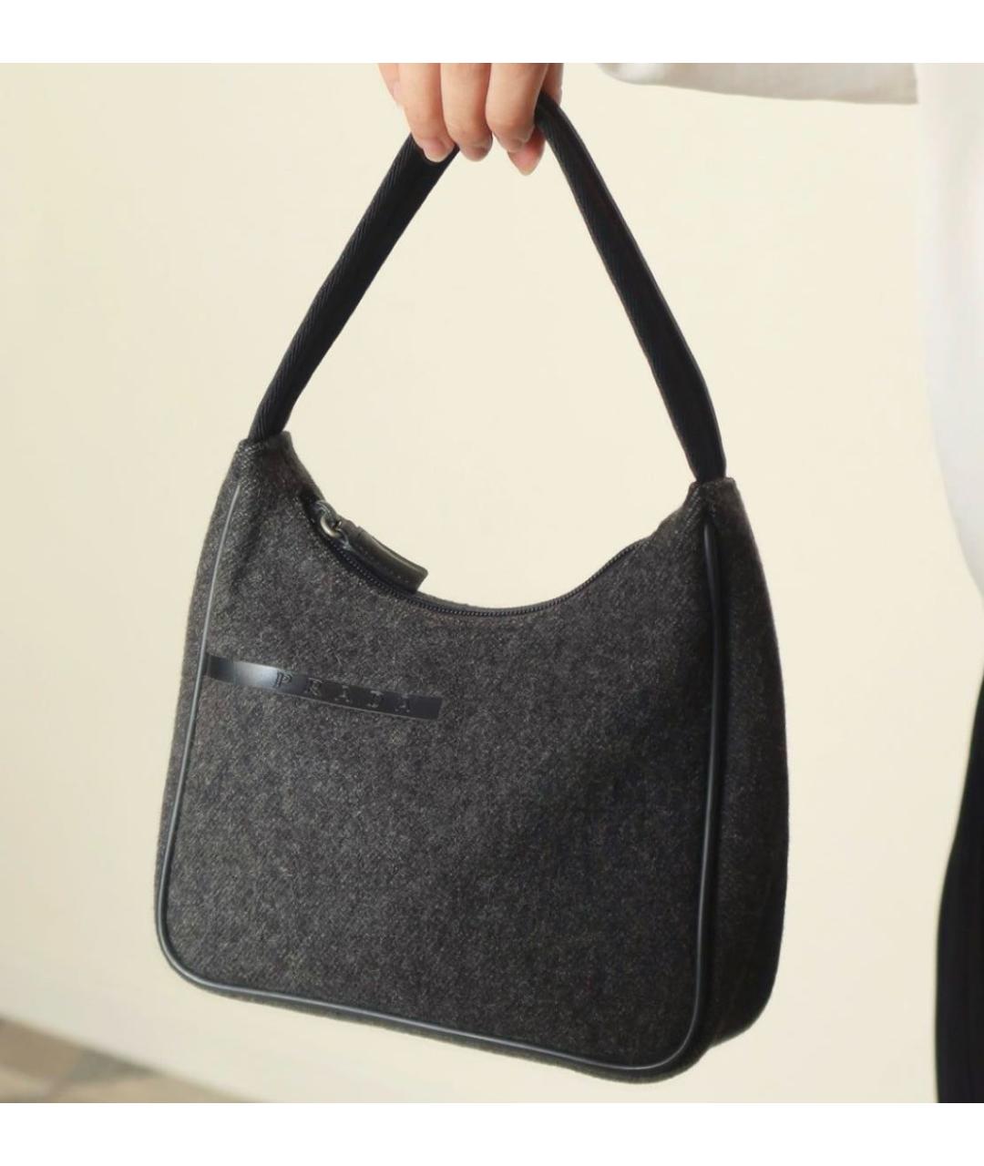PRADA Серая шерстяная сумка с короткими ручками, фото 7