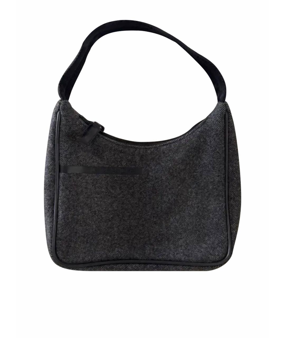 PRADA Серая шерстяная сумка с короткими ручками, фото 1