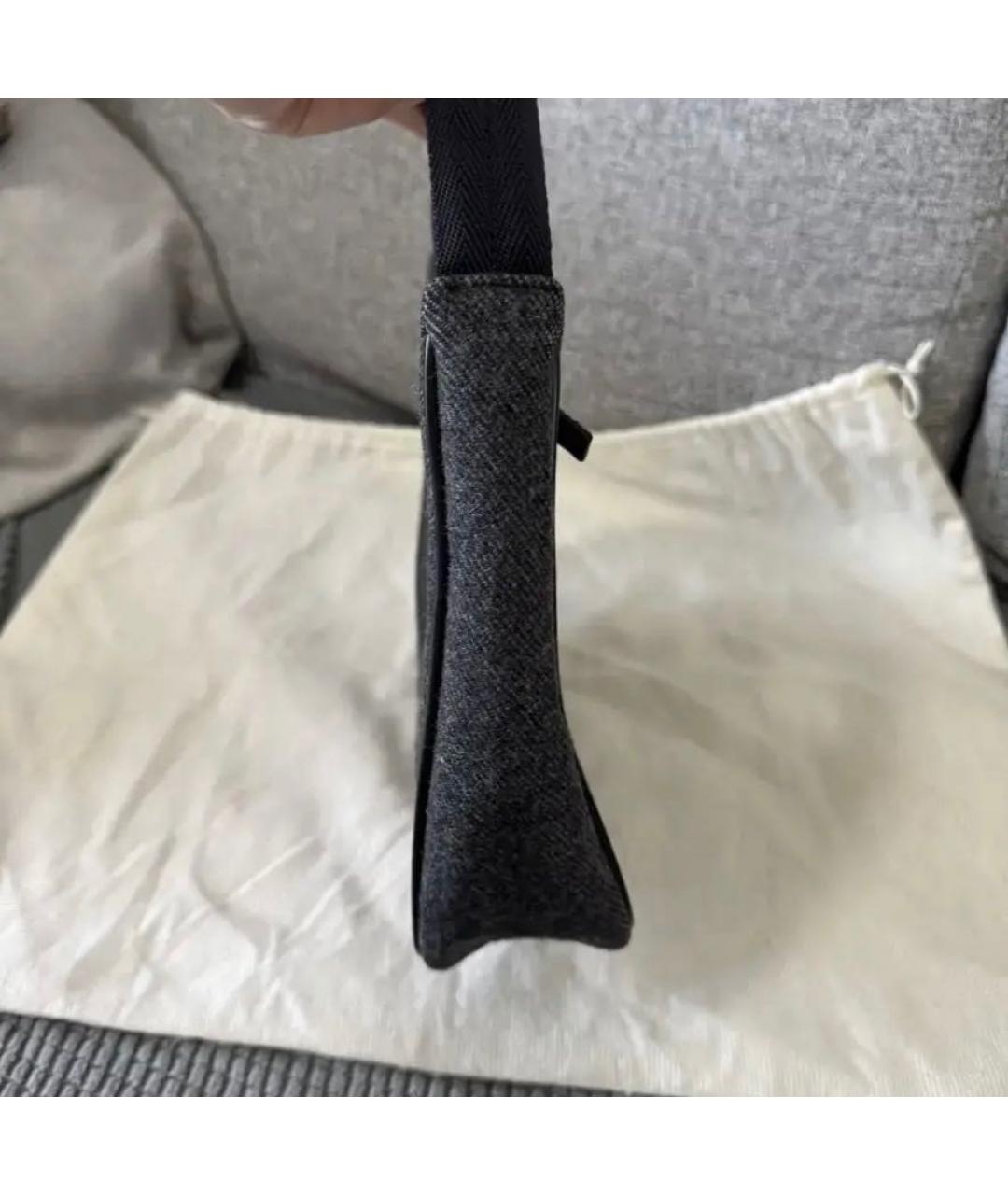 PRADA Серая шерстяная сумка с короткими ручками, фото 2