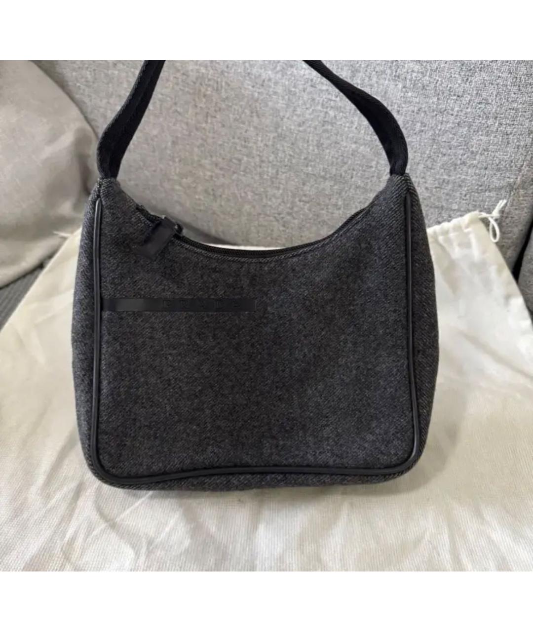 PRADA Серая шерстяная сумка с короткими ручками, фото 8