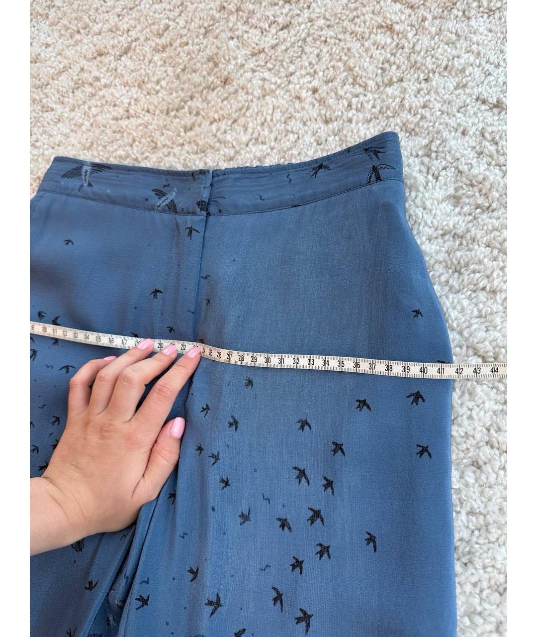 VALENTINO Синий шелковый костюм с брюками, фото 5