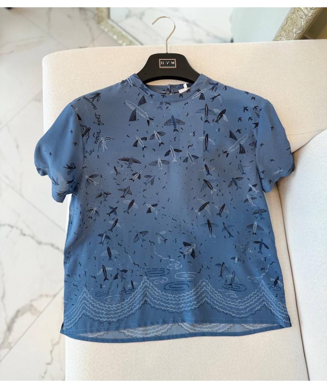 VALENTINO Синий шелковый костюм с брюками, фото 7