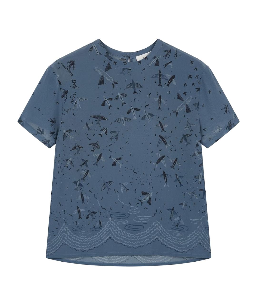 VALENTINO Синий шелковый костюм с брюками, фото 8