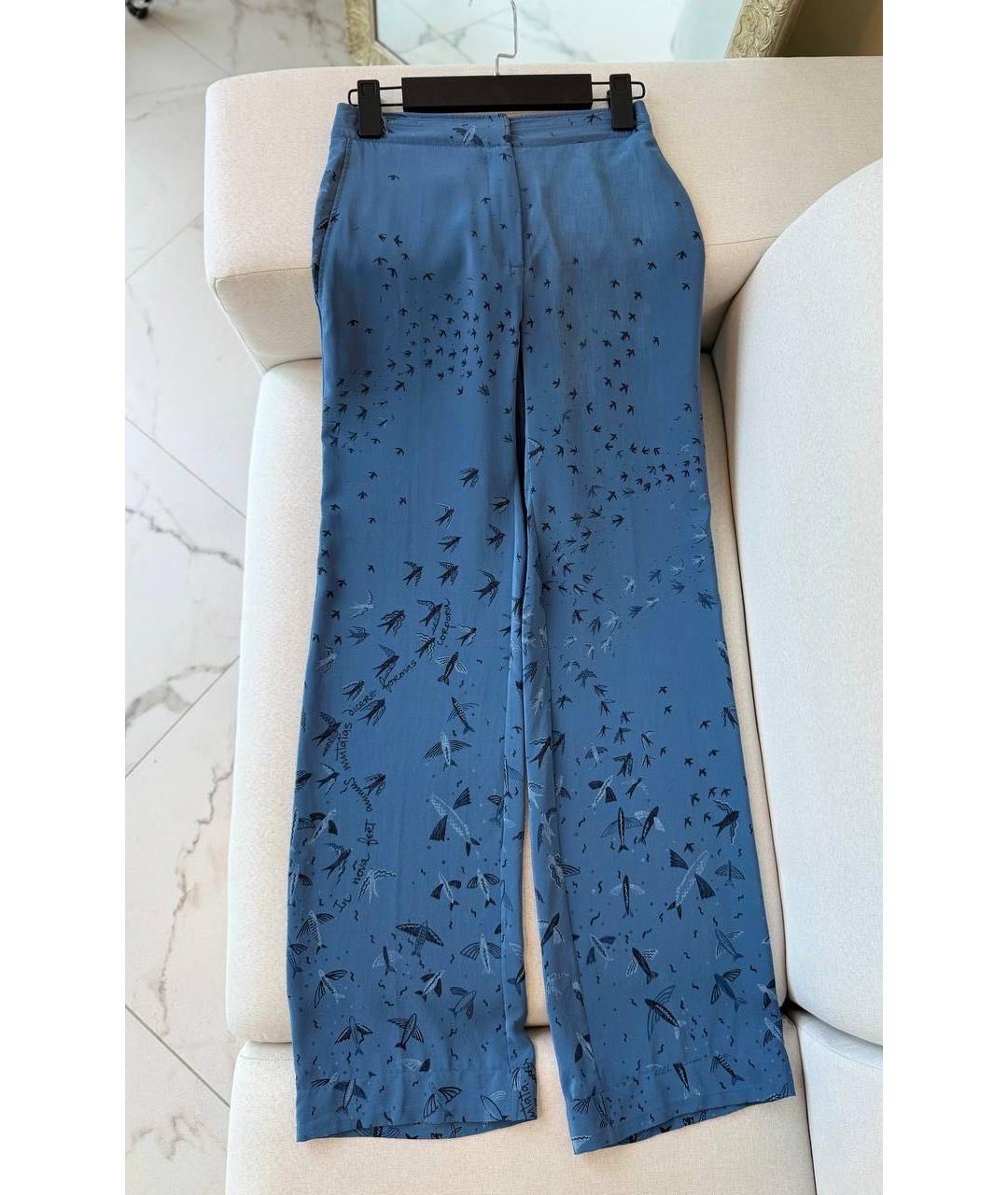 VALENTINO Синий шелковый костюм с брюками, фото 2