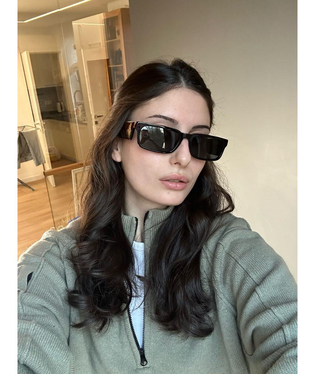 LINDA FARROW Черные пластиковые солнцезащитные очки, фото 7