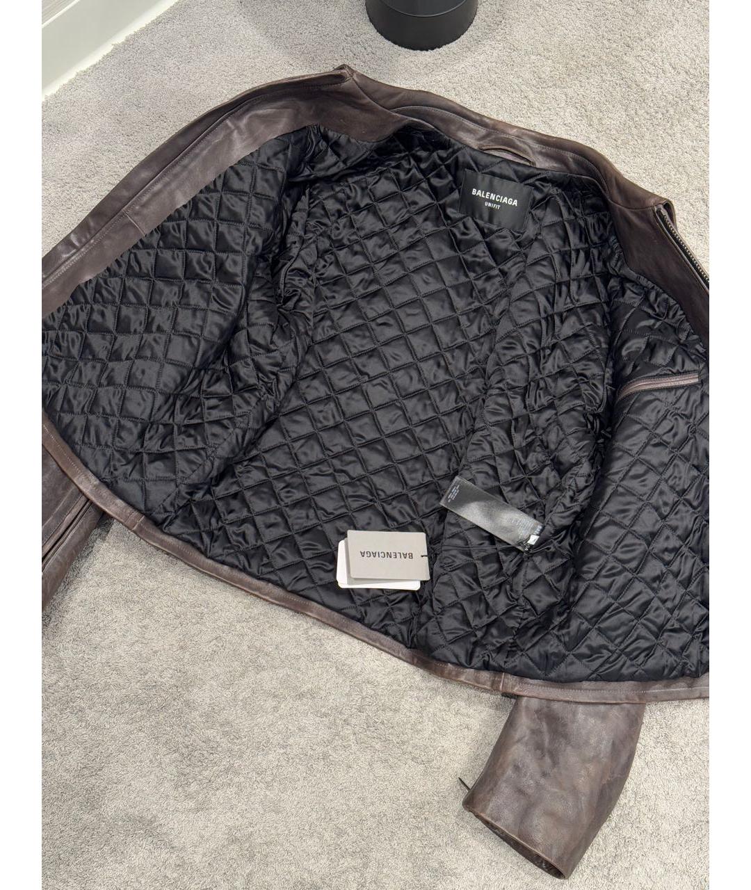 BALENCIAGA Коричневая кожаная куртка, фото 7