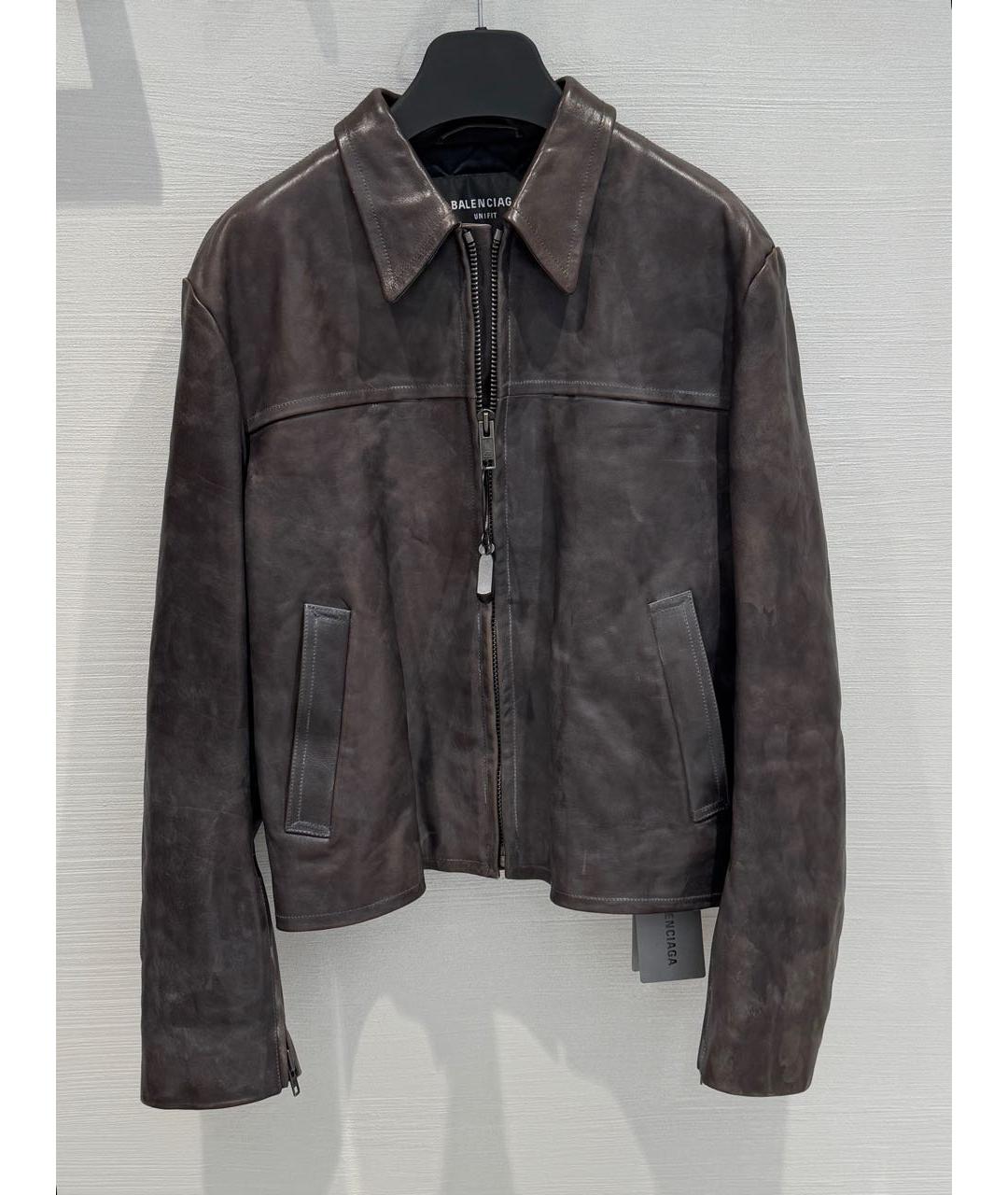 BALENCIAGA Коричневая кожаная куртка, фото 2