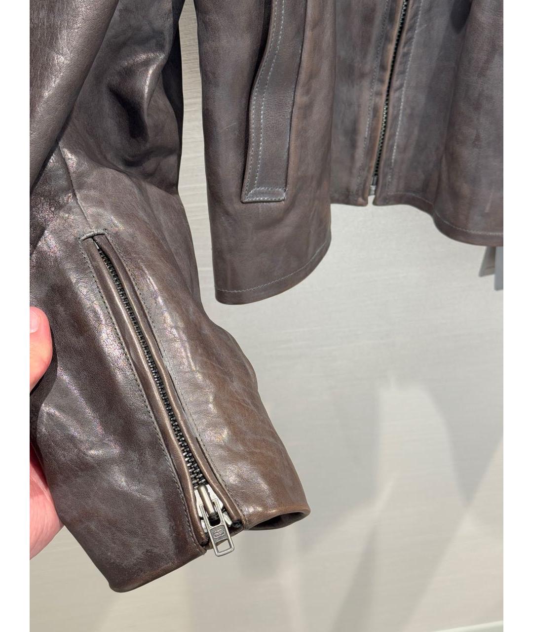 BALENCIAGA Коричневая кожаная куртка, фото 8