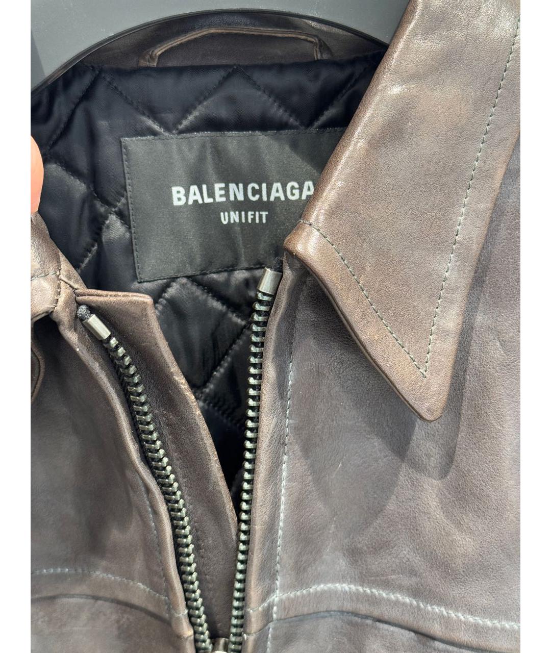 BALENCIAGA Коричневая кожаная куртка, фото 4