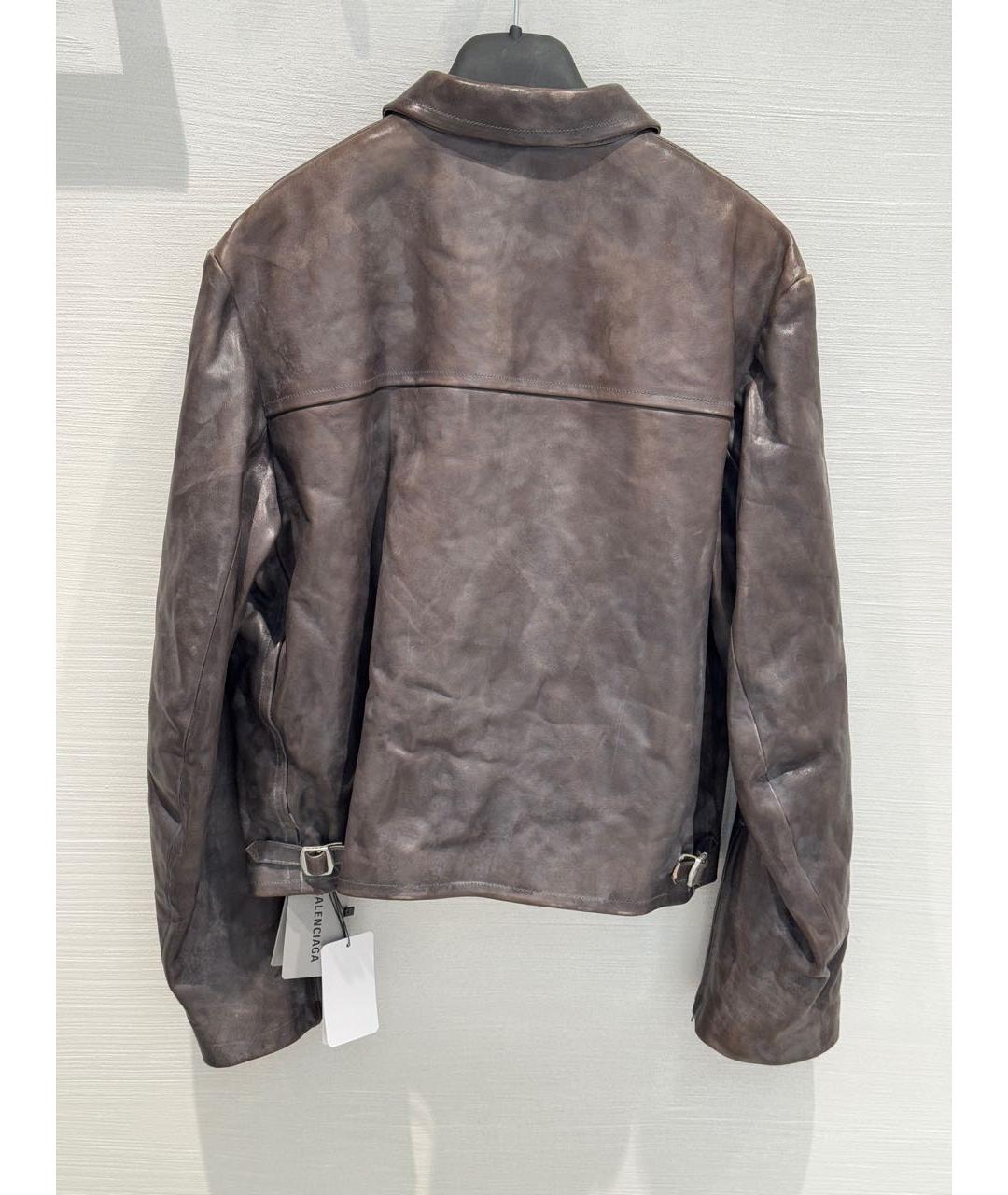 BALENCIAGA Коричневая кожаная куртка, фото 3