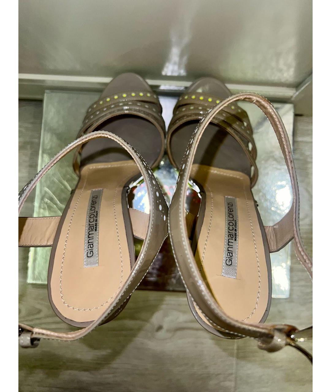 GIAN MARCO LORENZI Серые кожаные босоножки, фото 3