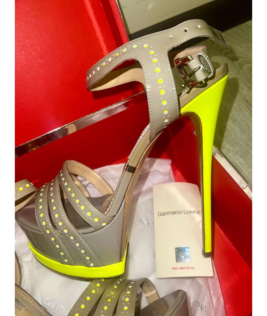 GIAN MARCO LORENZI Серые кожаные босоножки, фото 6