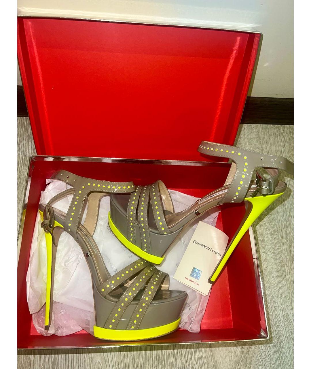 GIAN MARCO LORENZI Серые кожаные босоножки, фото 5