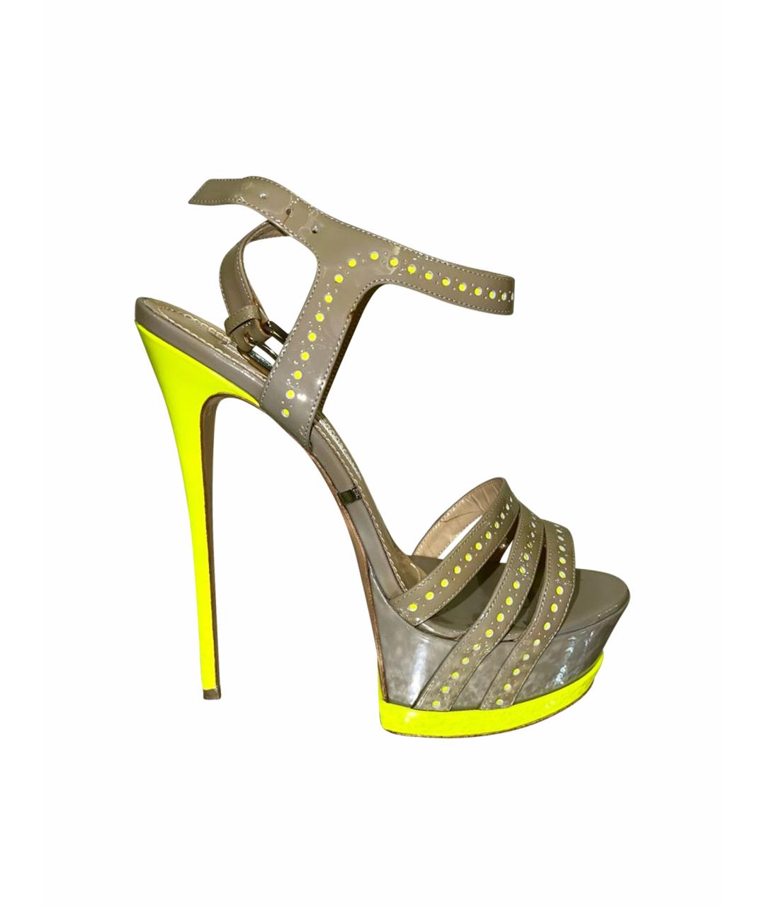 GIAN MARCO LORENZI Серые кожаные босоножки, фото 1