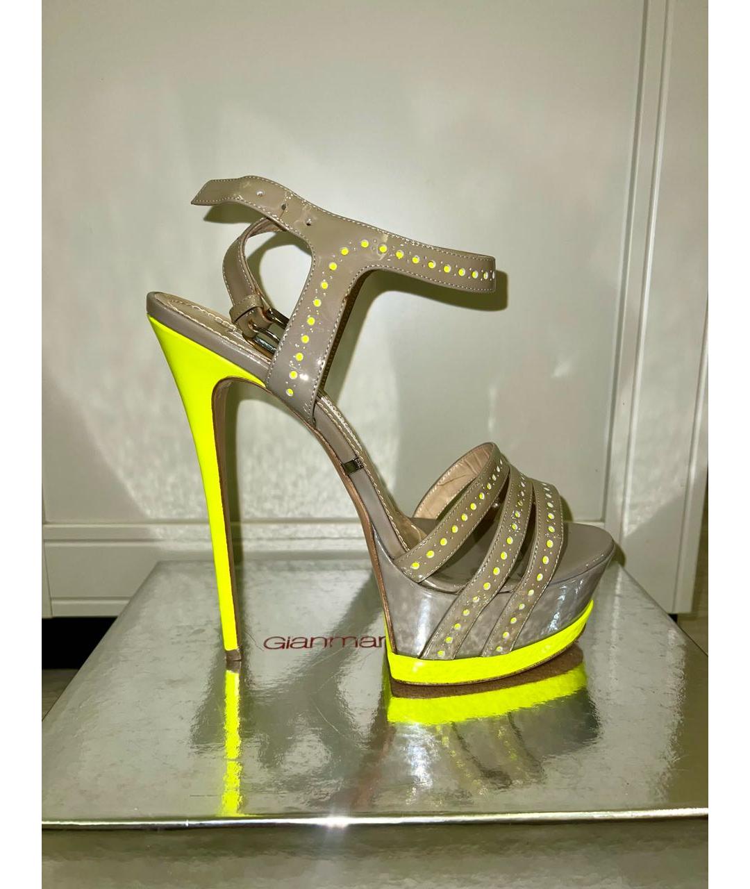 GIAN MARCO LORENZI Серые кожаные босоножки, фото 9