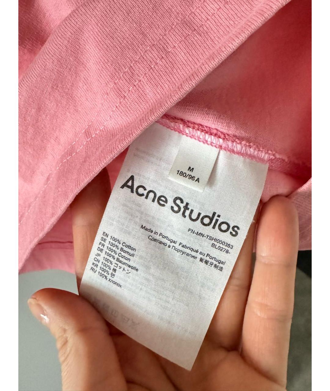 ACNE STUDIOS Розовая хлопковая футболка, фото 4