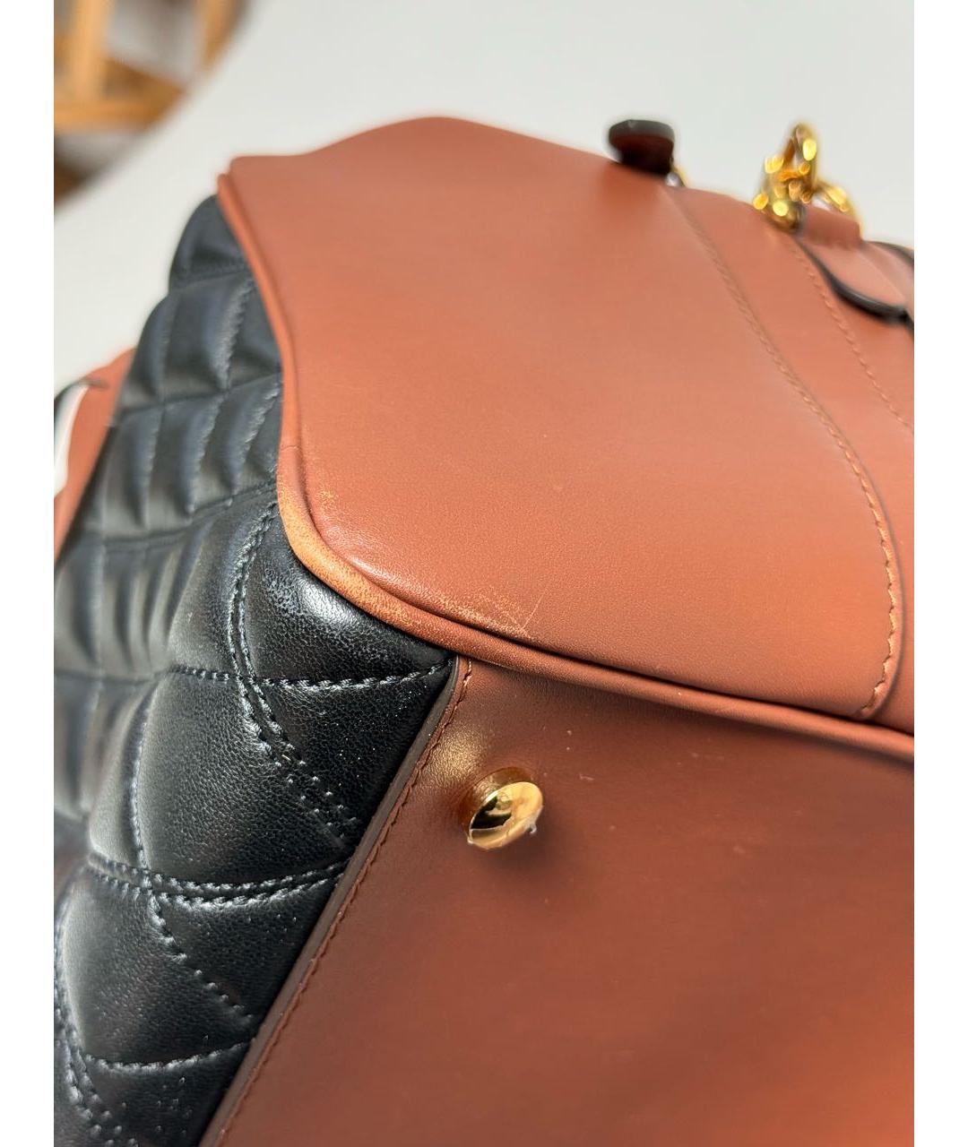 BURBERRY Коричневая кожаная сумка с короткими ручками, фото 3