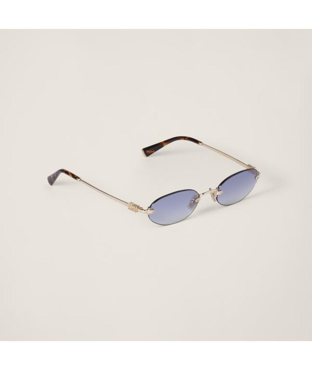 MIU MIU Золотые металлические солнцезащитные очки, фото 9