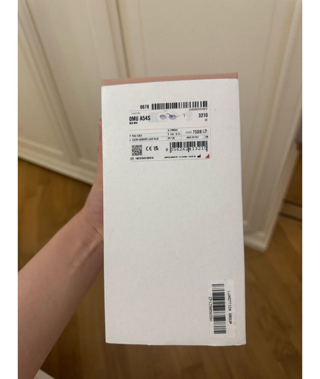 MIU MIU Золотые металлические солнцезащитные очки, фото 2