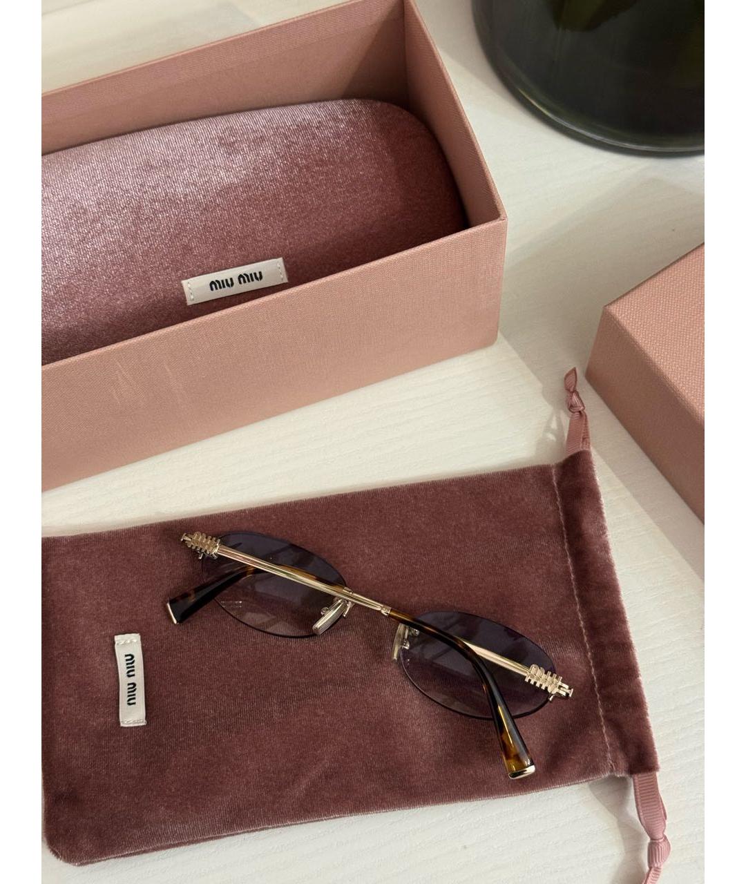 MIU MIU Золотые металлические солнцезащитные очки, фото 8