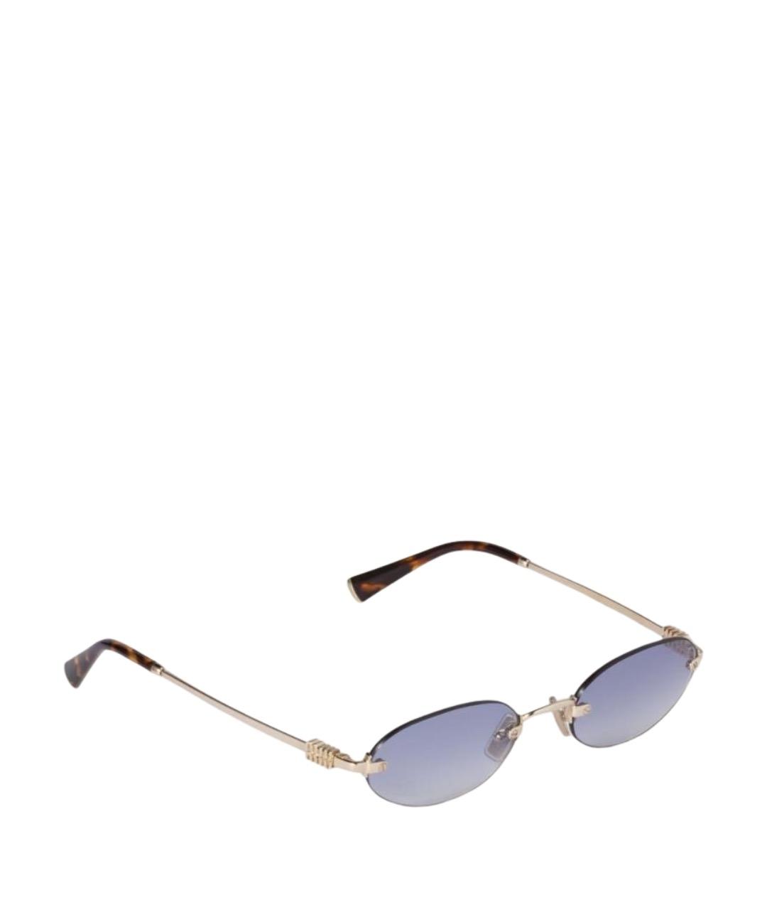 MIU MIU Золотые металлические солнцезащитные очки, фото 1