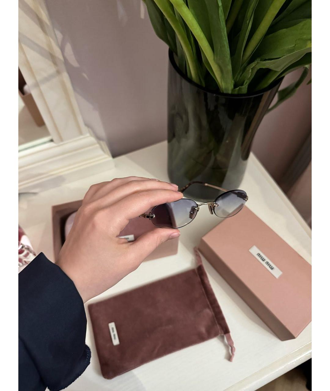 MIU MIU Золотые металлические солнцезащитные очки, фото 7