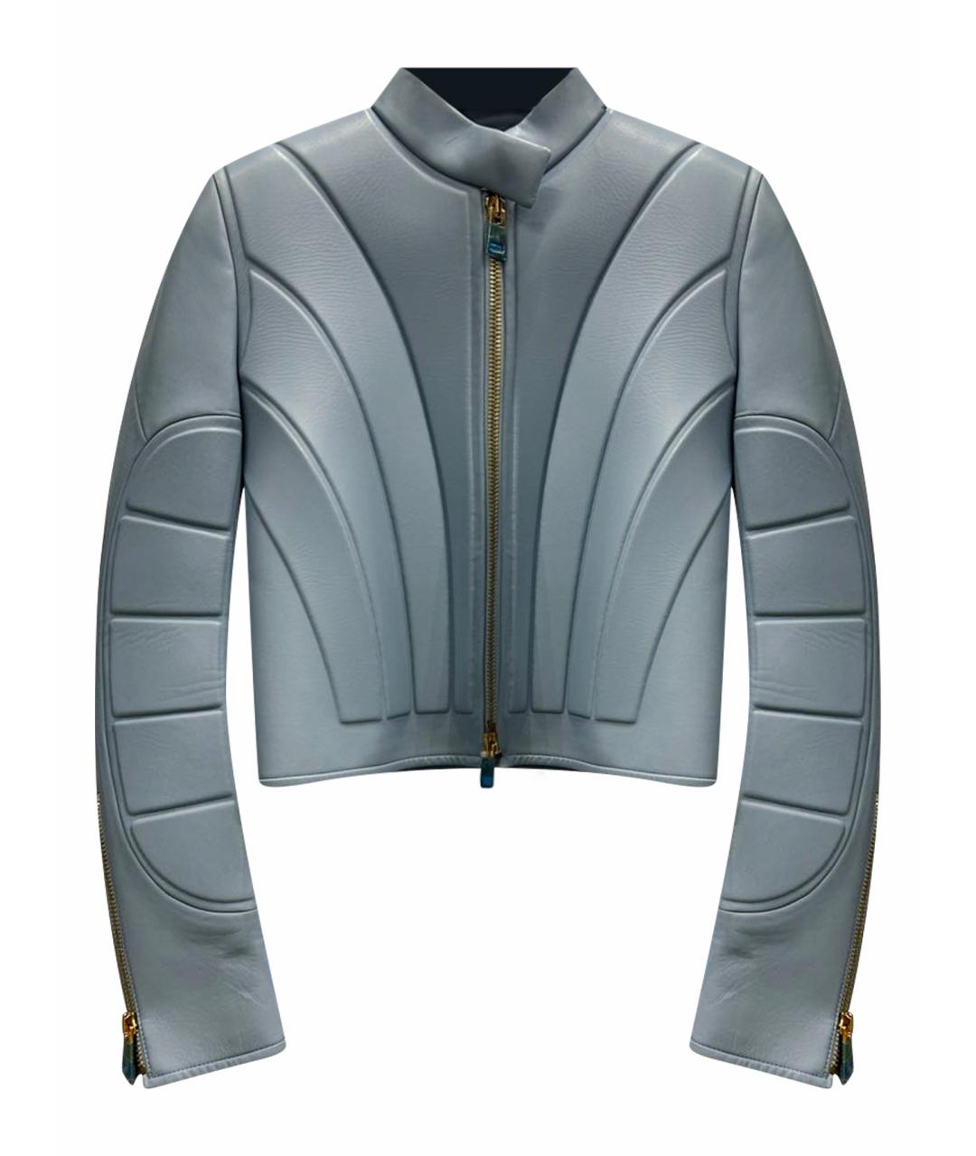 BOTTEGA VENETA Голубая кожаная куртка, фото 1