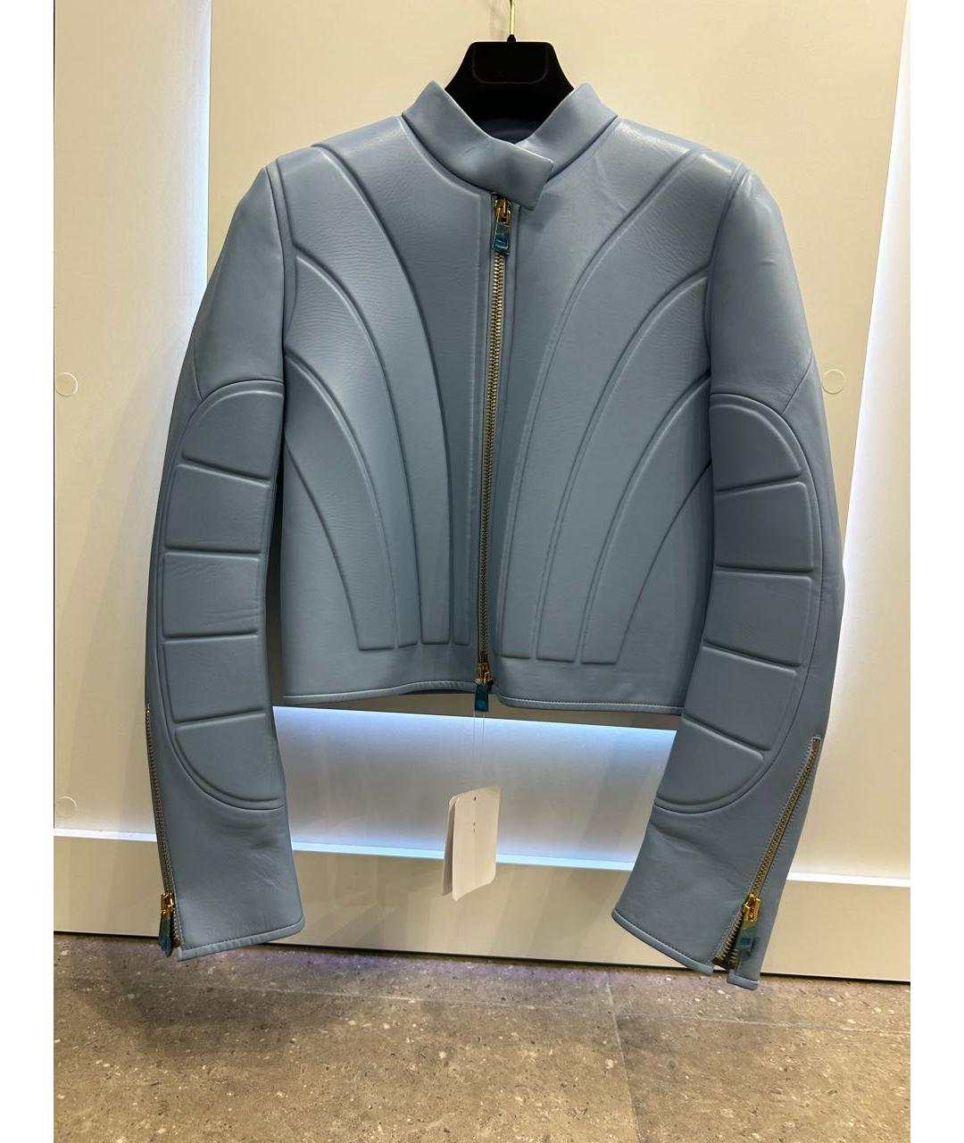 BOTTEGA VENETA Голубая кожаная куртка, фото 8