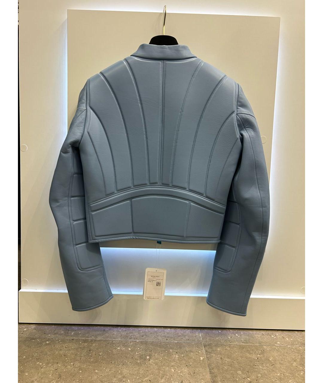 BOTTEGA VENETA Голубая кожаная куртка, фото 2